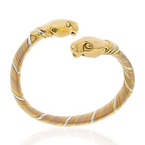 Cartier 18K Tri Color Double Cougar Vintage Panthere Cuff Bracelet